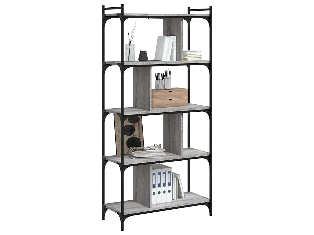 Bibliothèque 5 niveaux sonoma gris 76x32x158 cm