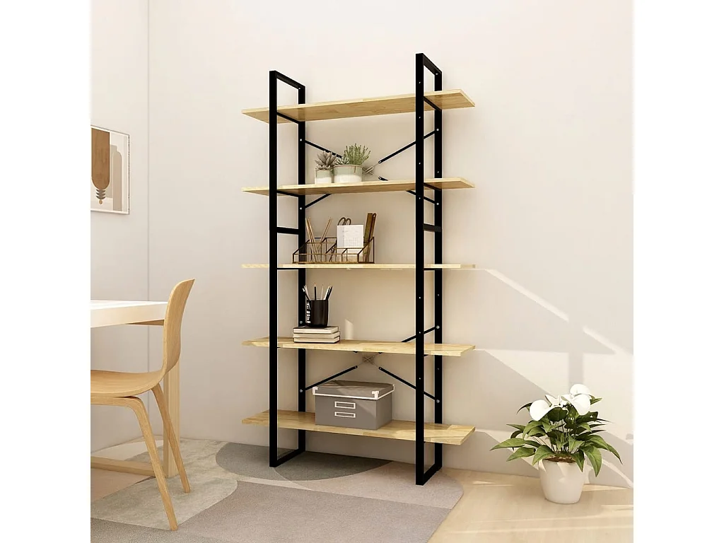 Librería 5 niveles 100x30x175 cm Madera de pino