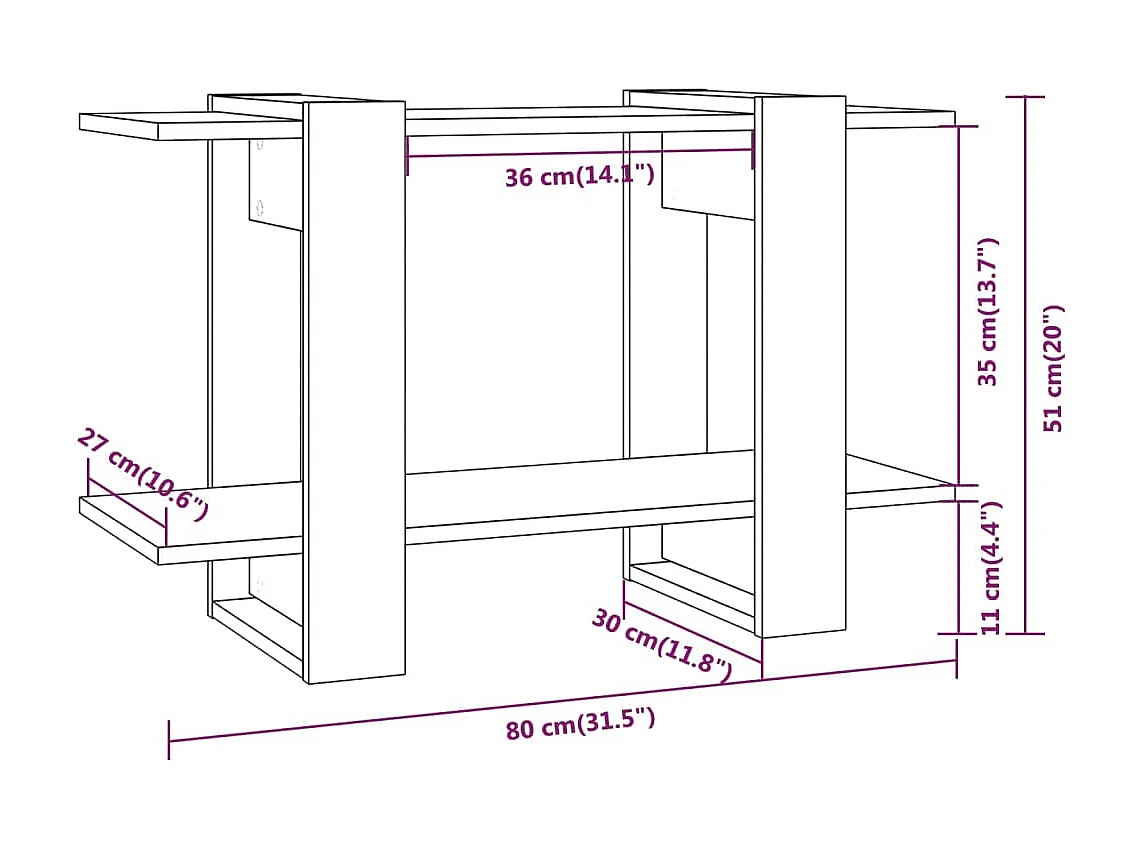 Librería/Separador de ambientes roble Sonoma 80x30x51 cm