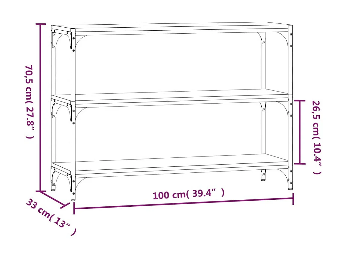 Bibliothèque Sonoma gris 100x33x70,5 cm Bois d'ingénierie acier