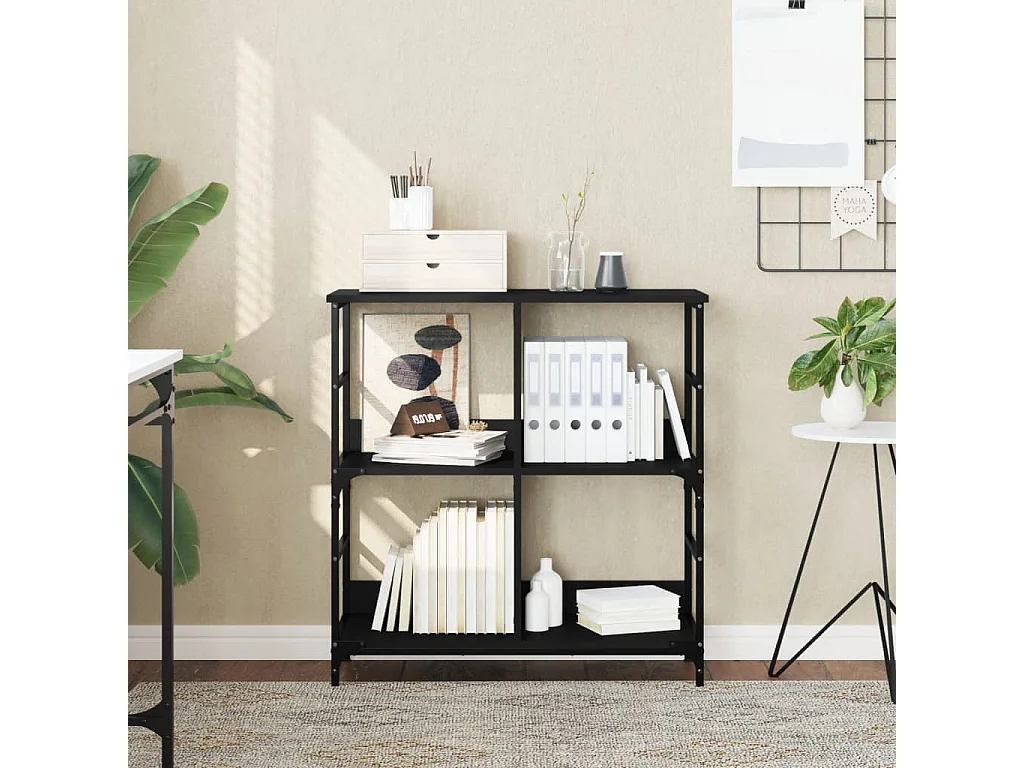 Bibliothèque noir 78,5x33x82 cm bois d'ingénierie