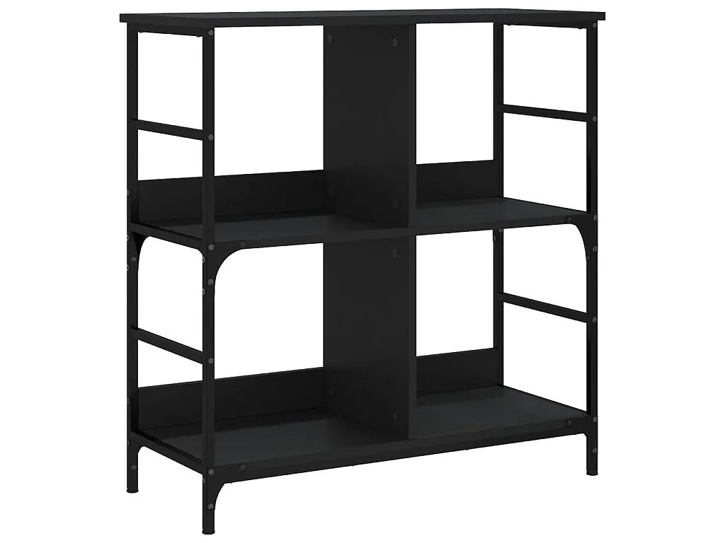 Bibliothèque noir 78,5x33x82 cm bois d'ingénierie