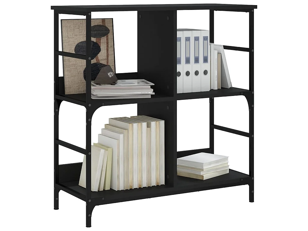 Bibliothèque noir 78,5x33x82 cm bois d'ingénierie