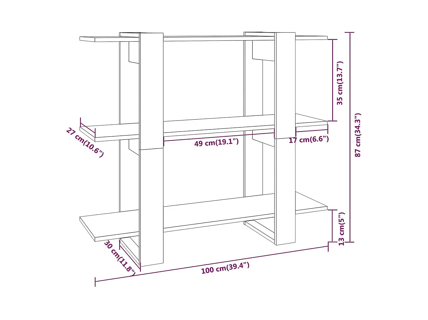 Bibliothèque/Séparateur de pièce Noir 100x30x87 cm