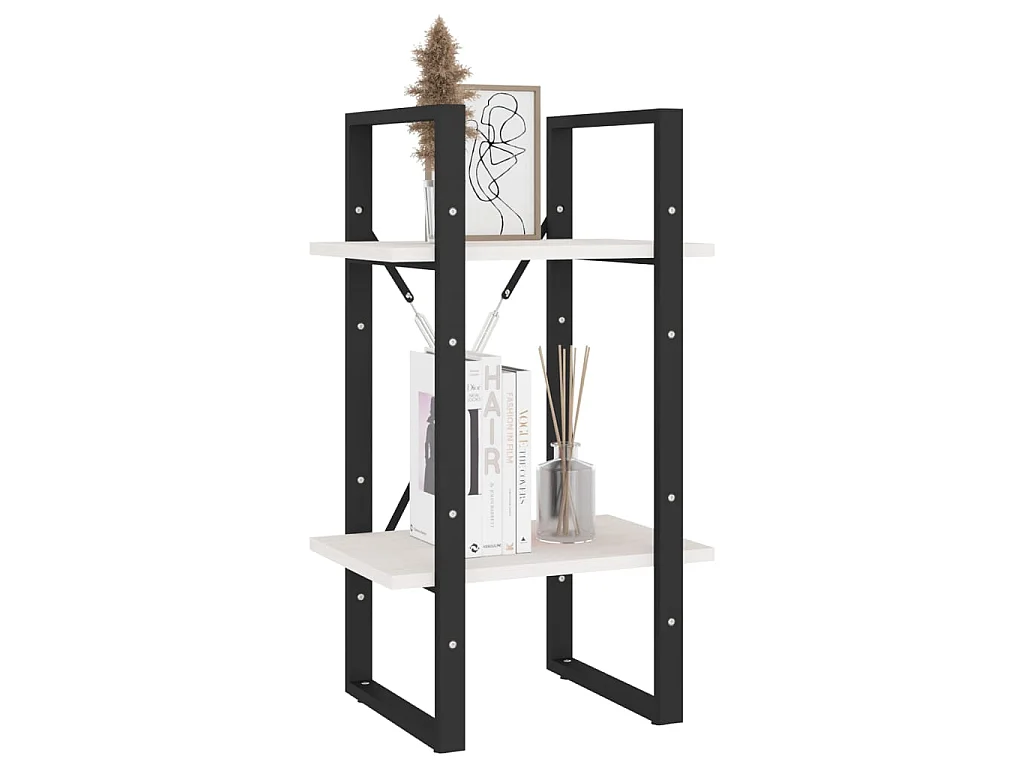 Bibliothèque à 2 niveaux Blanc 40x30x70 cm Bois de pin massif