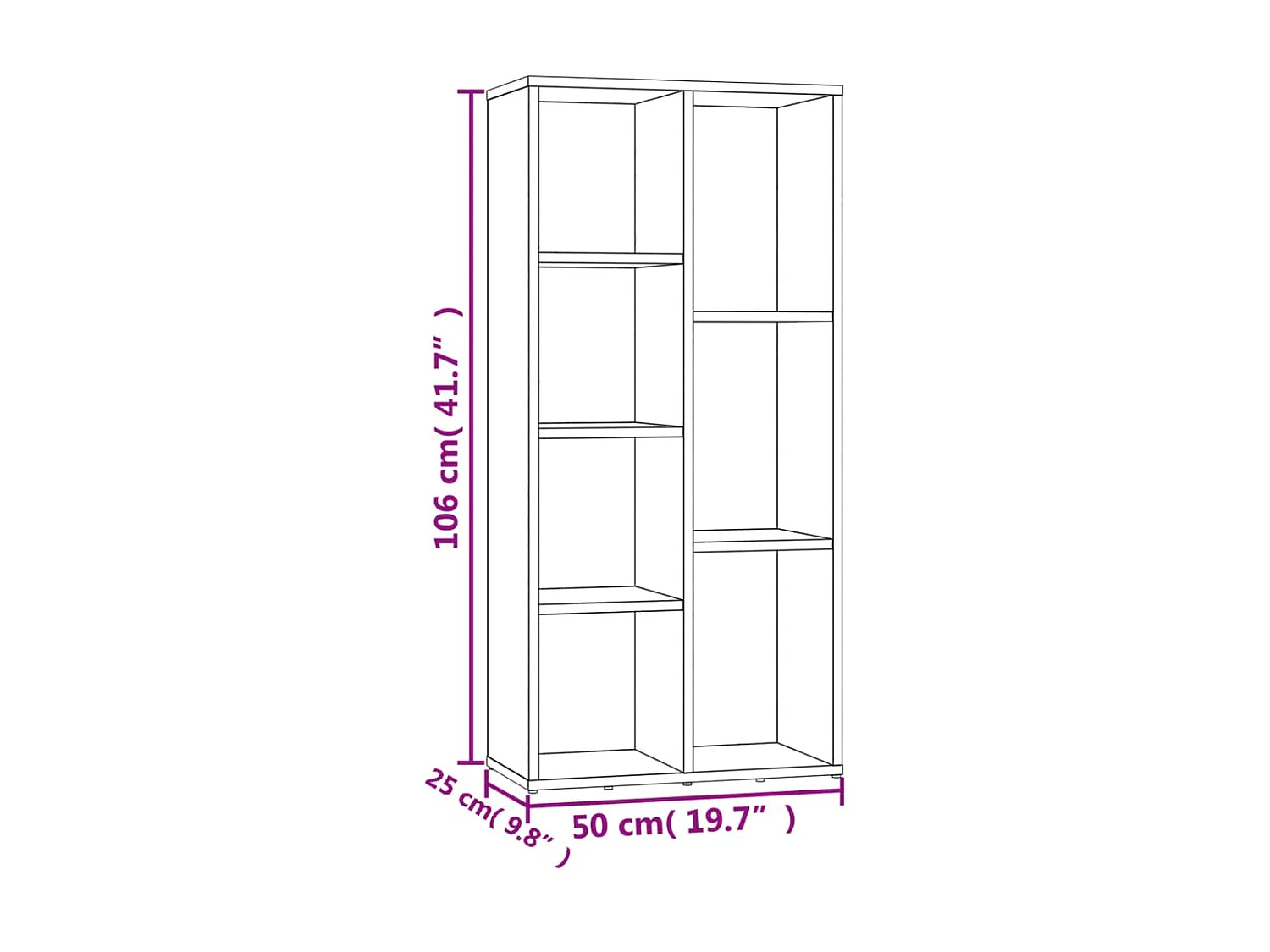 Librería aglomerado gris hormigón 50x25x106 cm