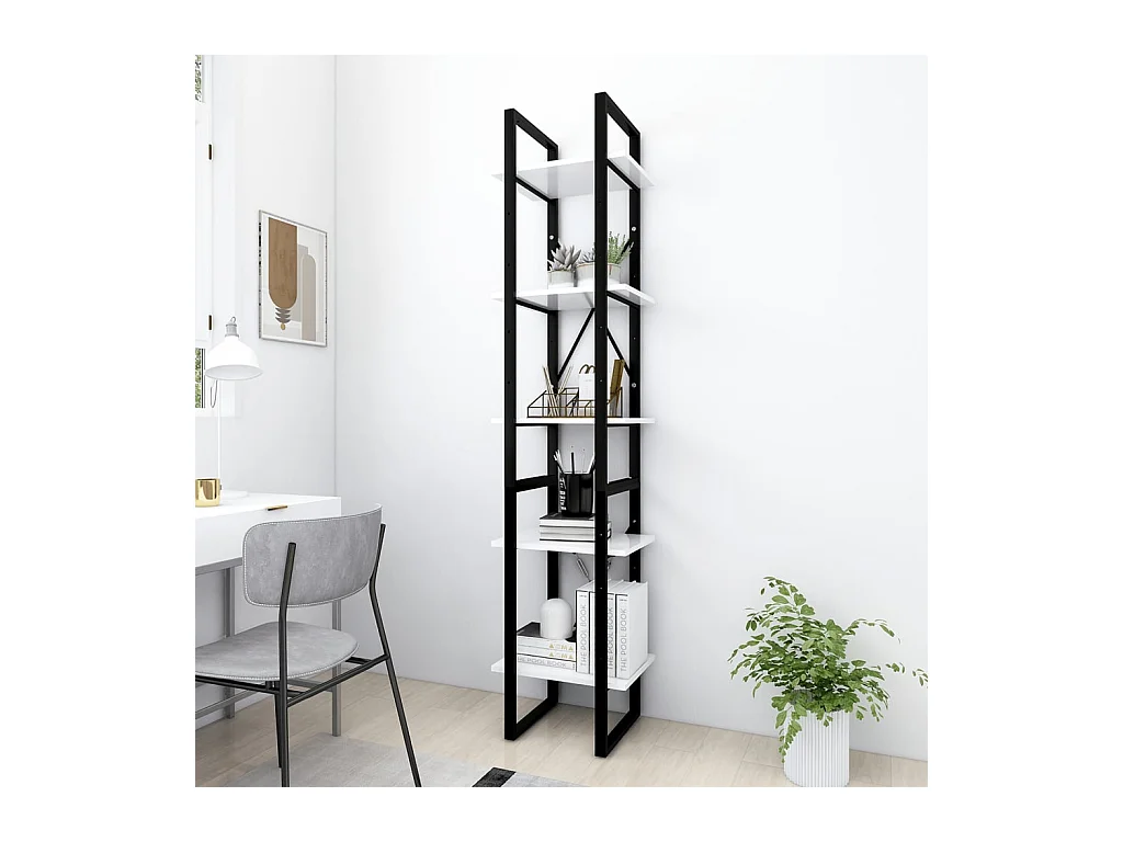 Bibliothèque à 5 niveaux Blanc 40x30x175 cm Bois ingénierie