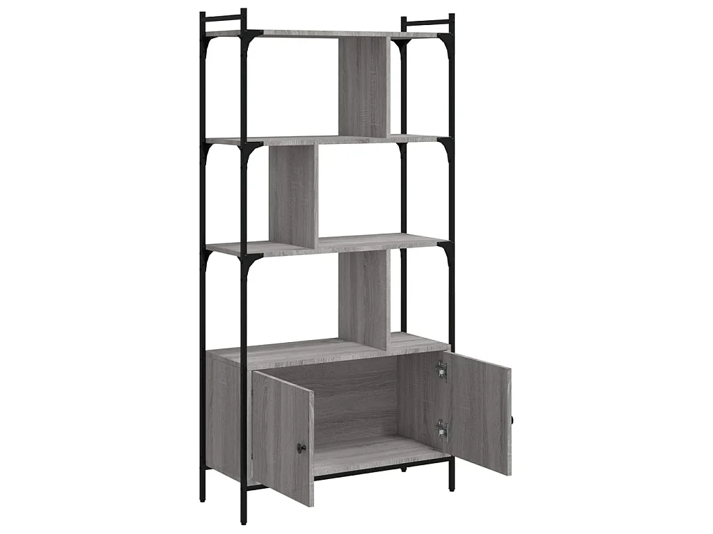Bibliothèque avec portes sonoma gris 76,5x30x154,5 cm