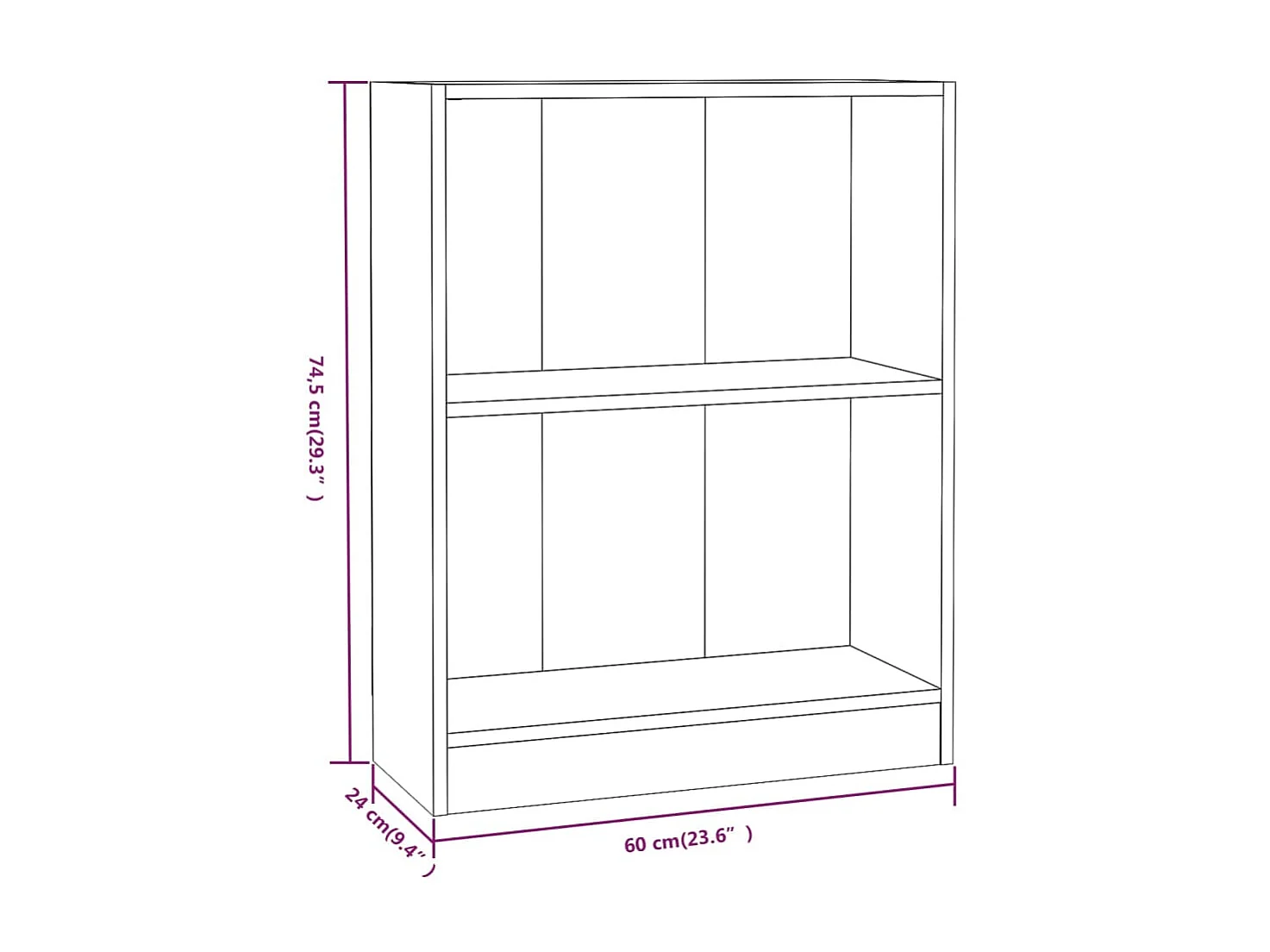 Librería Roble marrón 60x24x74,5 cm Madera contrachapada