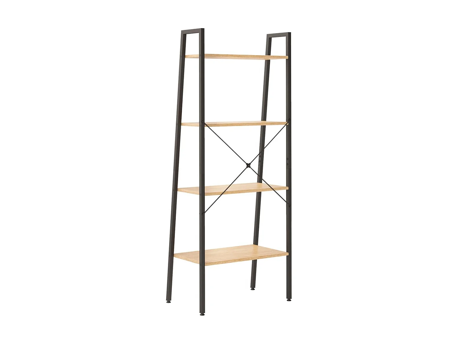 étagère sur pied 4 niveaux Marron clair et noir 56x35x140 cm