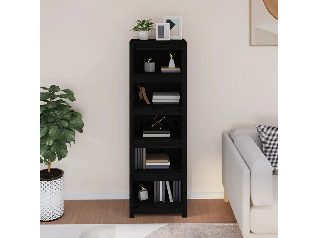 Bibliothèque Noir 50x35x154 cm Bois de pin massif