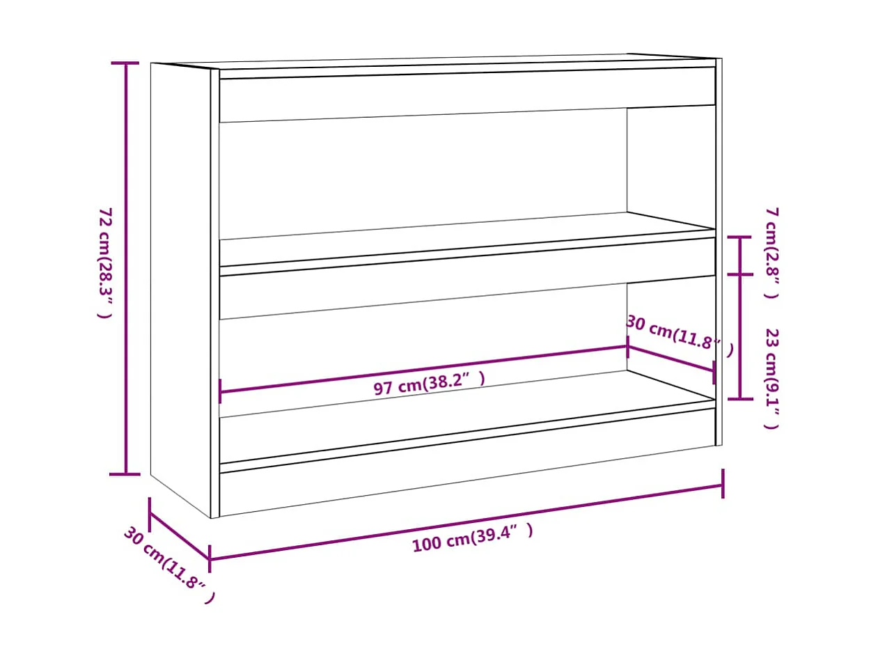 Libreria/Divisorio Rovere bruno 100x30x72 cm