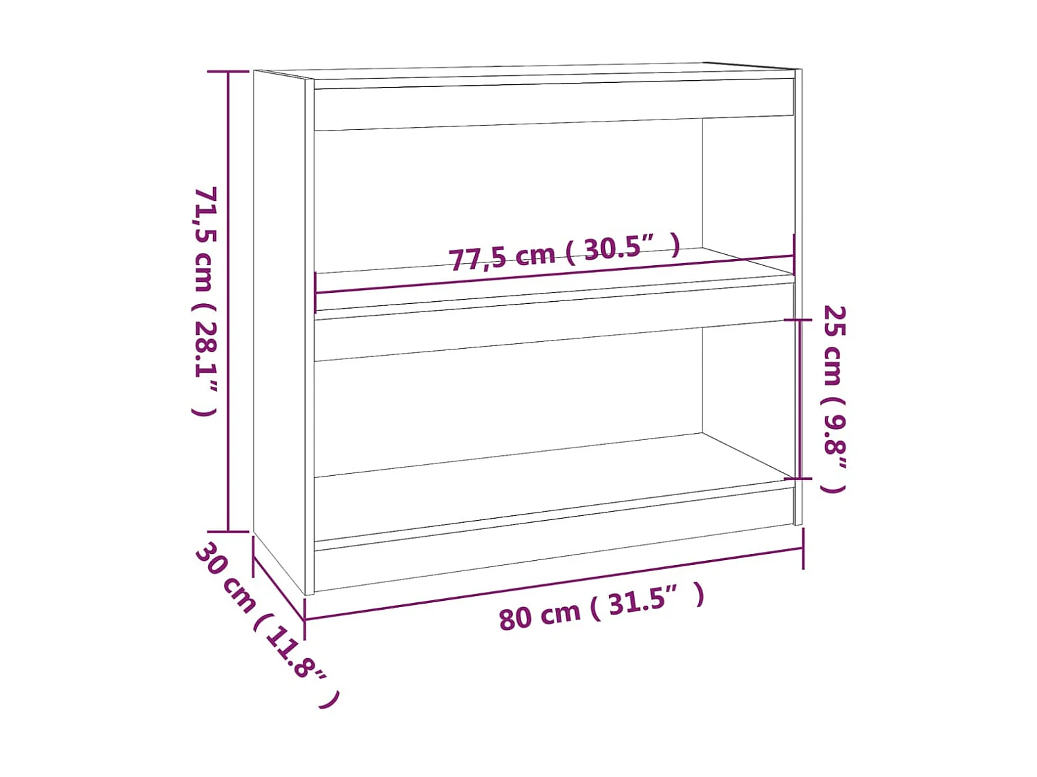 Bibliothèque/Séparateur de pièce Gris 80x30x71,5 cm Pin solide
