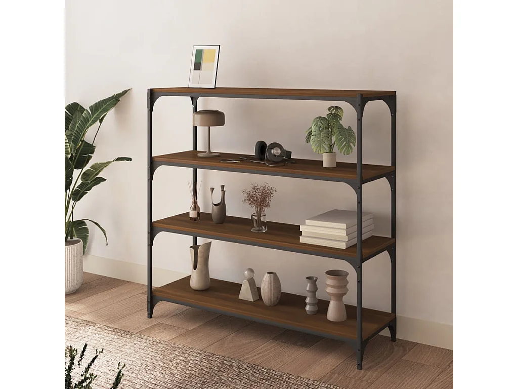 Bibliothèque Chêne marron 100x33x100cm Bois d'ingénierie et acier