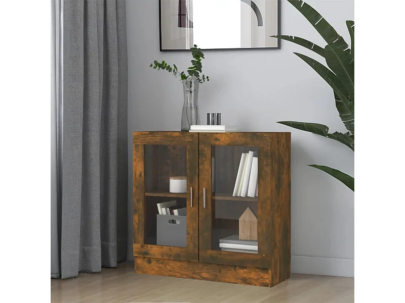 Armoire à vitrine Chêne fumé 82,5x30,5x80 cm Bois d'ingénierie