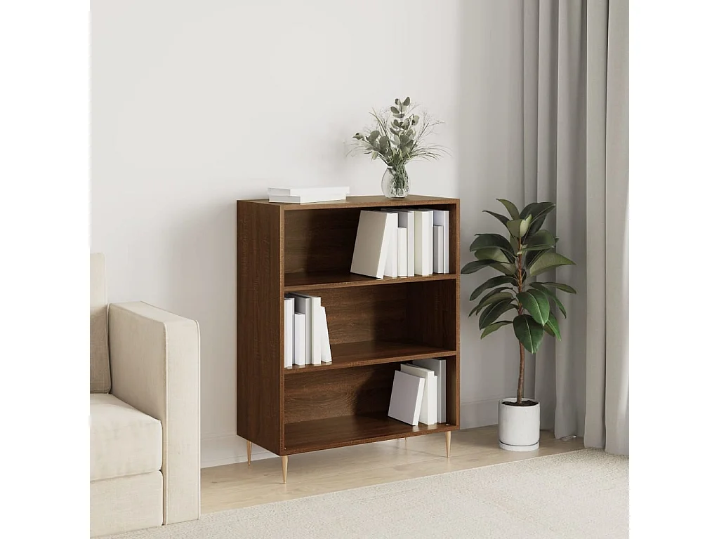 Bücherregal aus brauner Eiche, 69,5 x 32,5 x 90 cm, Holzwerkstoff