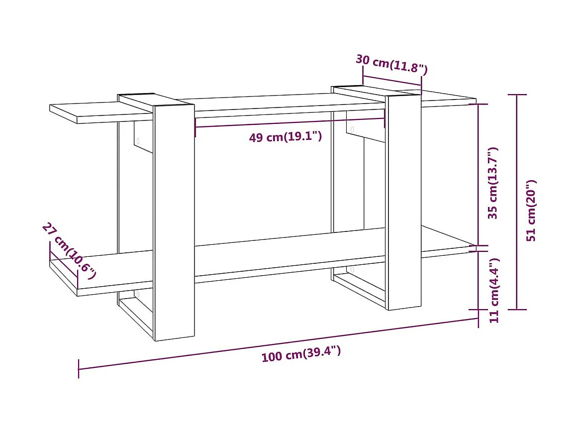 Bücherregal Schwarz 100x30x51 cm Holzwerkstoff
