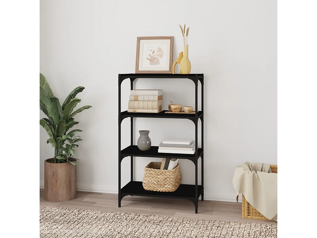 Libreria Nera 60x33x100 cm MDF e acciaio