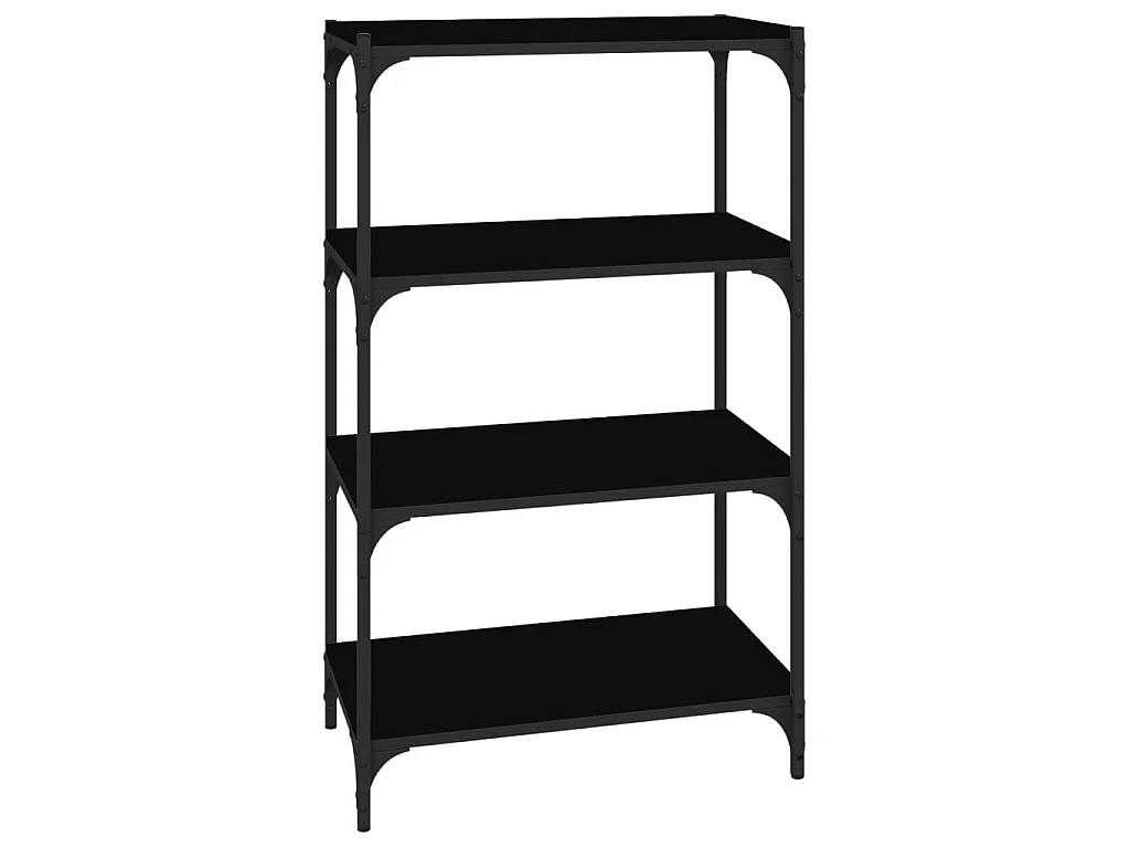 Bibliothèque Noir 60x33x100 cm Bois d'ingénierie et acier