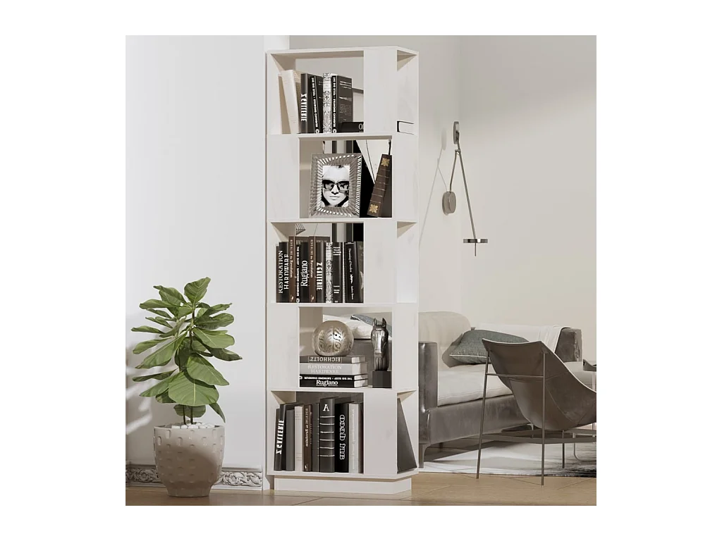 Librería/Separador de ambientes Blanco 51x25x163,5cm Pino macizo
