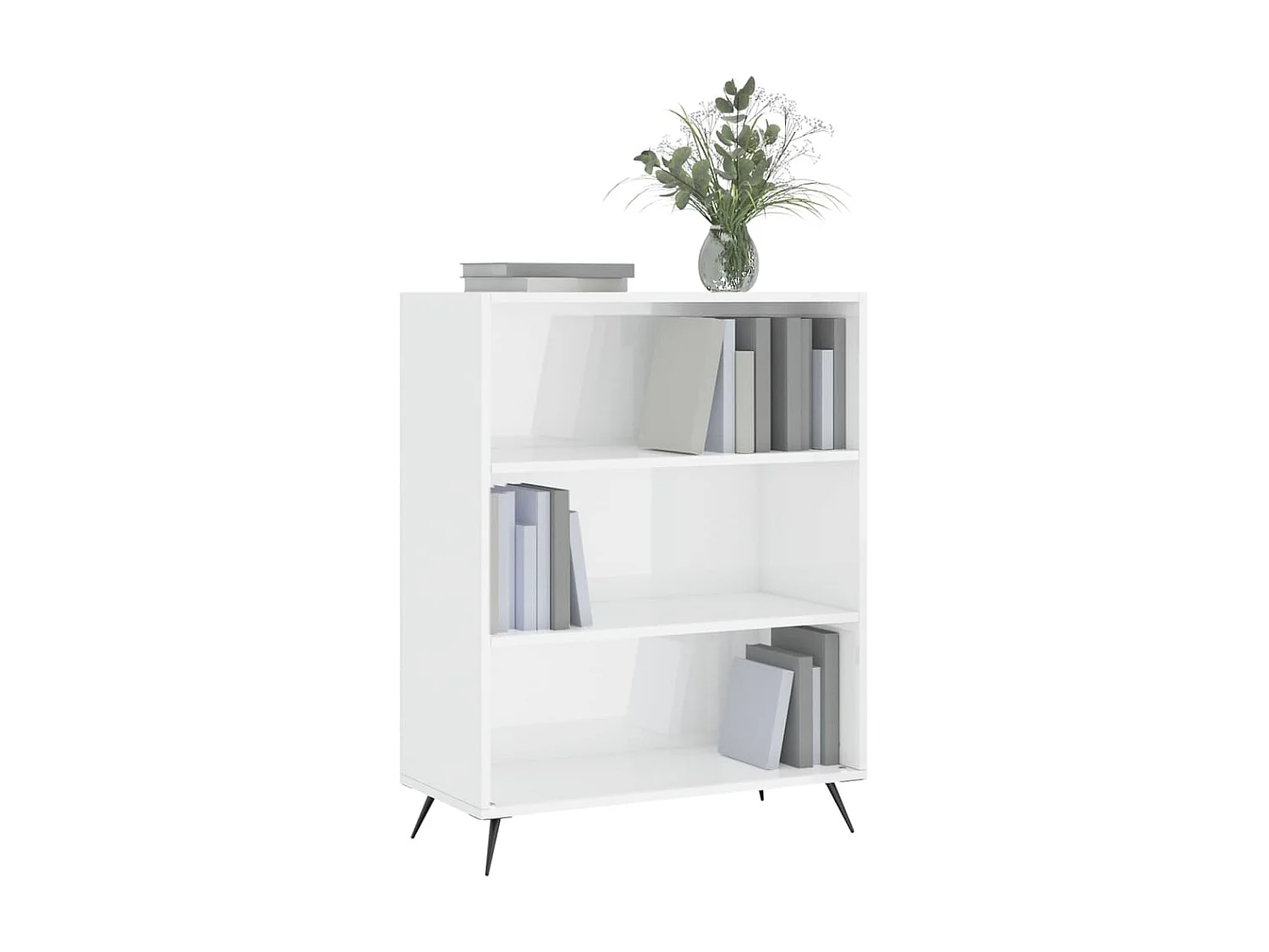 Libreria bianca lucida 69,5x32,5x90 cm in multistrato