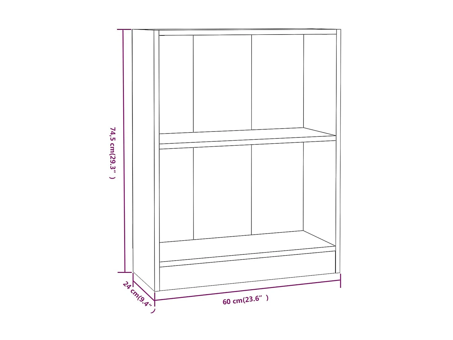 Bibliothèque Chêne fumé 60x24x74,5 cm Bois d'ingénierie