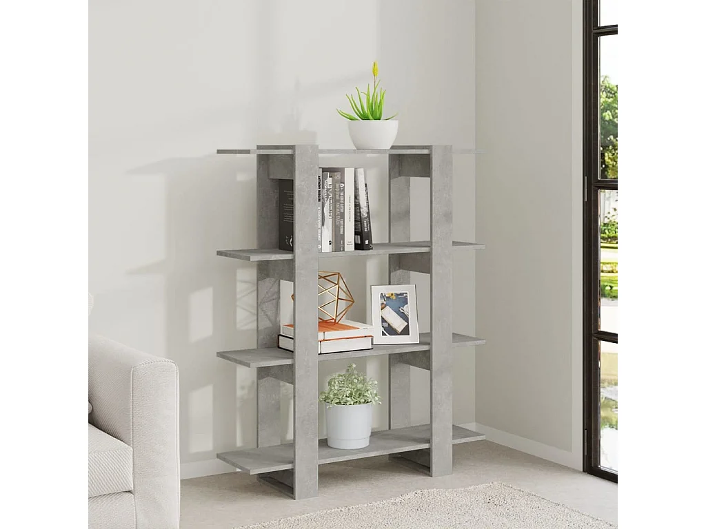 Estante/divisória de quarto cinza concreto 100x30x123,5 cm