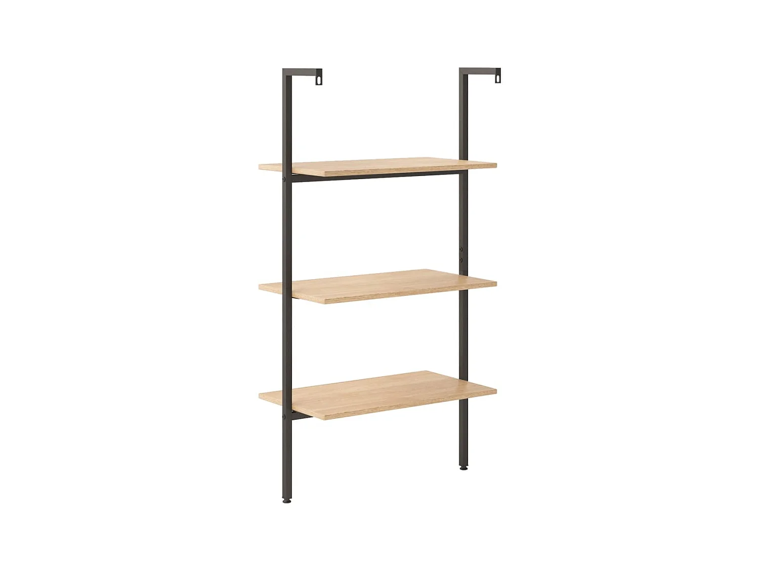 étagère inclinée 3 niveaux Marron clair et noir 64x35x120,5 cm
