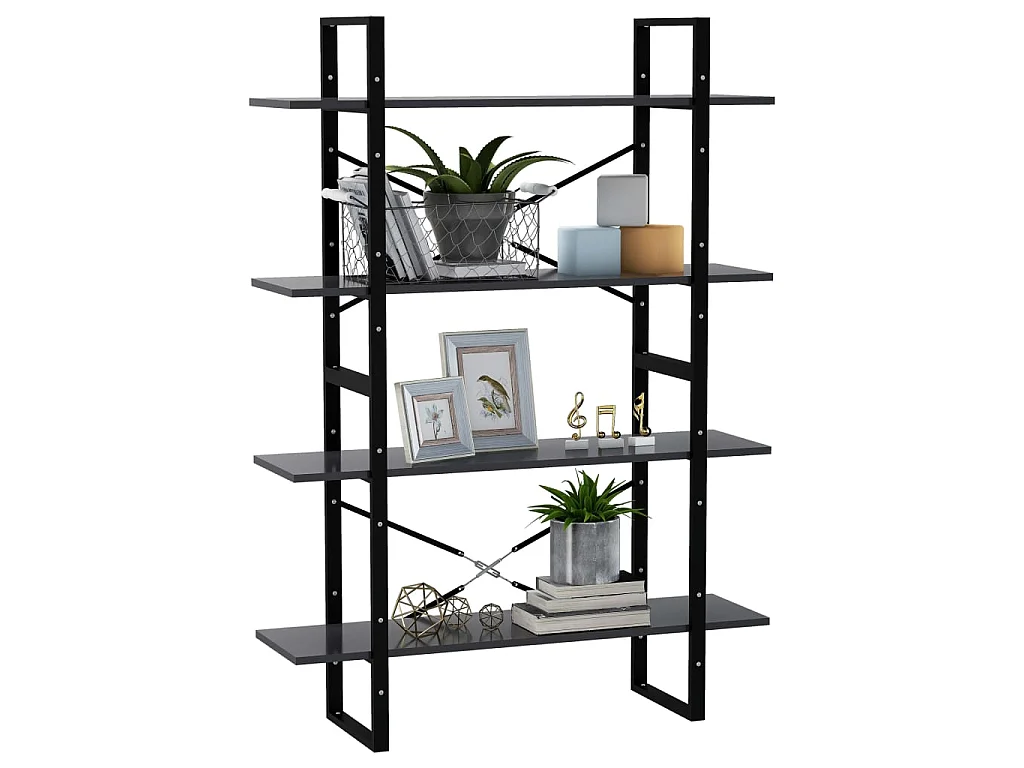 Librería 4 niveles Aglomerado gris 100x30x140 cm