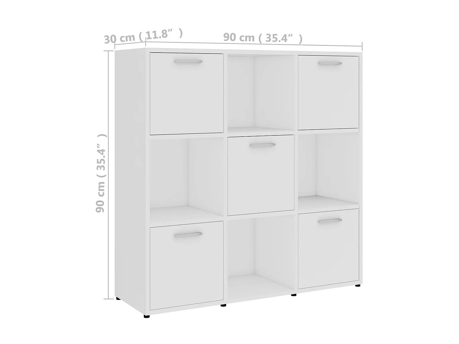 Bücherregal Weiß 90x30x90 cm Spanplatte