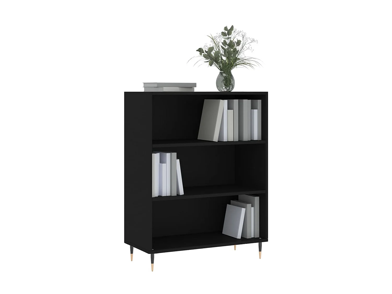 Libreria nera 69,5x32,5x90 cm in derivati del legno