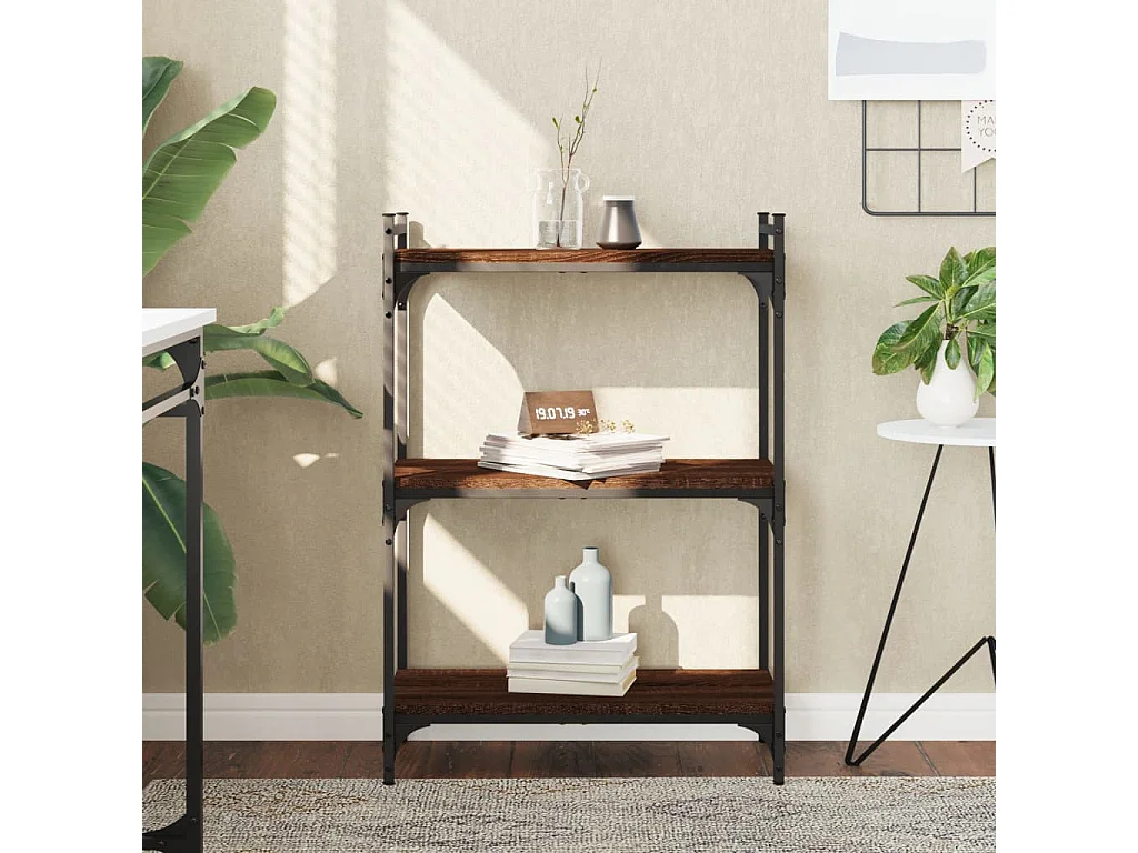 Libreria 3 livelli rovere marrone 60x30x86 cm multistrato