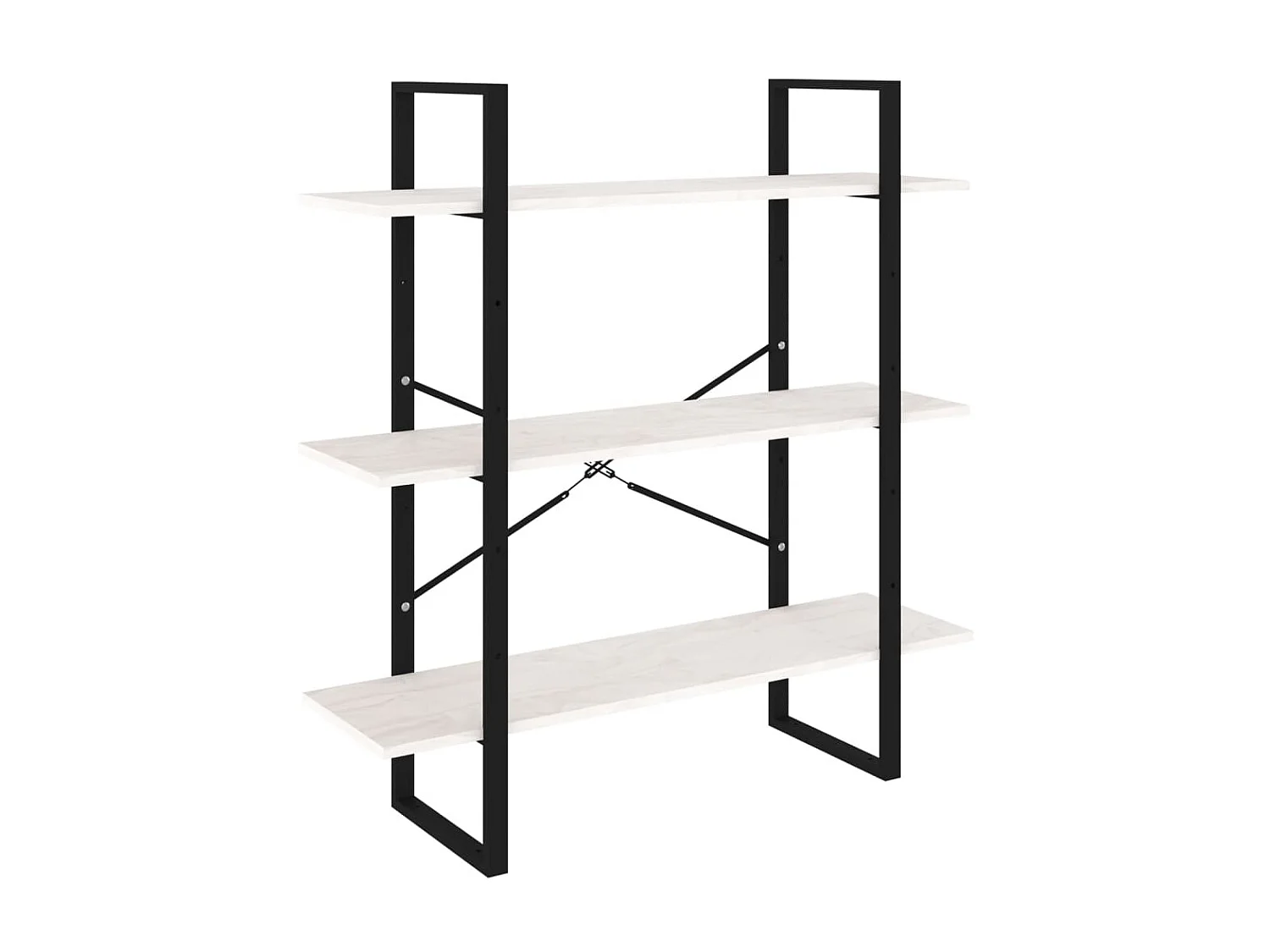 Bibliothèque à 3 niveaux Blanc 100x30x105 cm Bois de pin massif