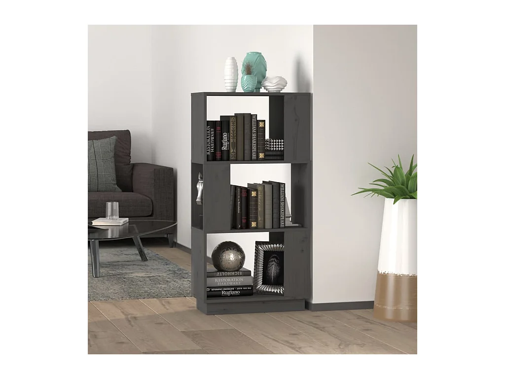 Bibliothèque/Séparateur de pièce Gris 51x25x101 cm Pin solide