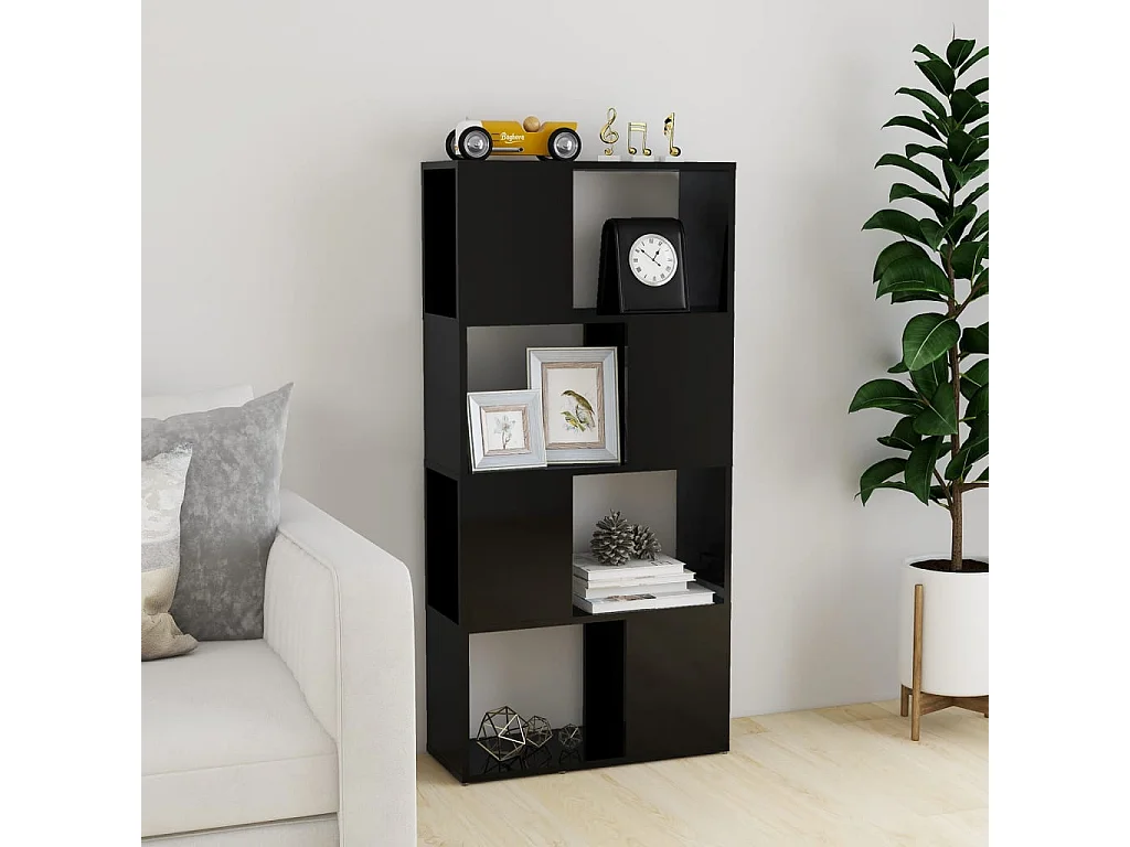 Estante/divisória preto brilhante 60x24x124,5 cm