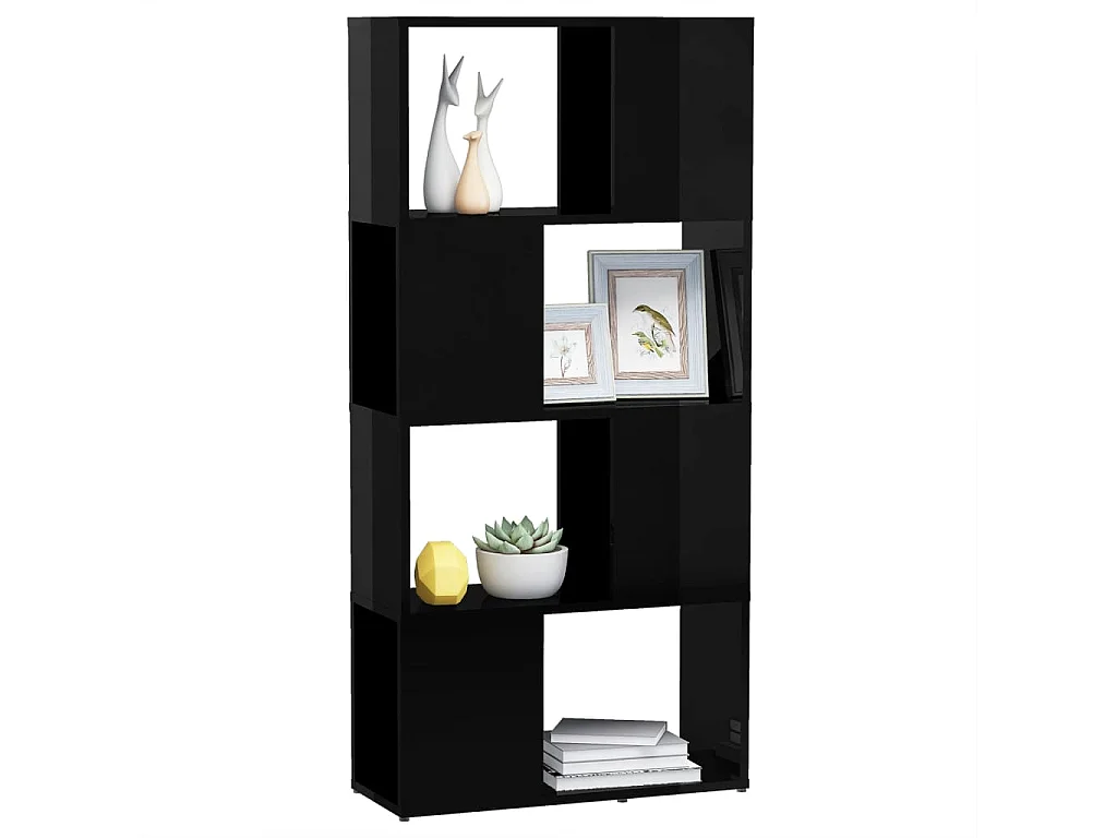 Estante/divisória preto brilhante 60x24x124,5 cm