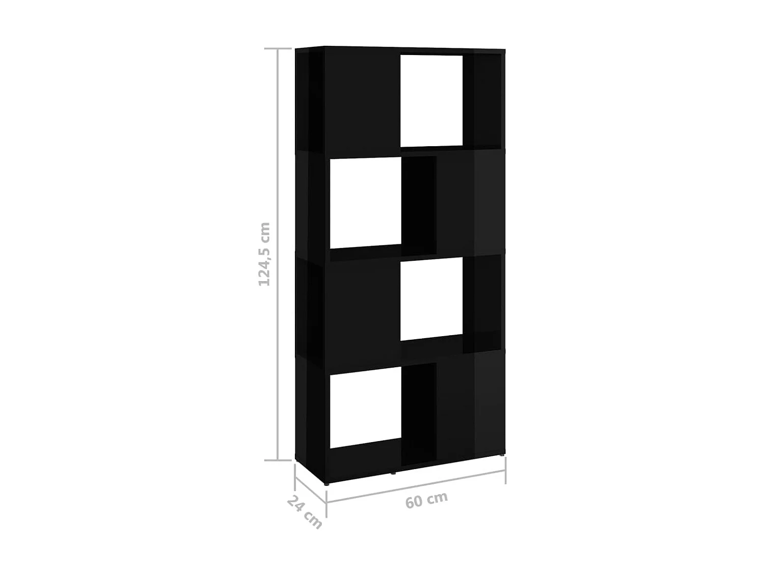 Estante/divisória preto brilhante 60x24x124,5 cm