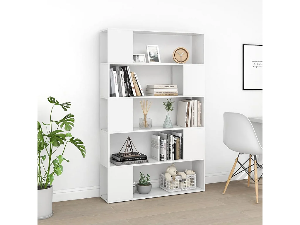 Librería Separador de ambientes Aglomerado Blanco 100x24x155 cm