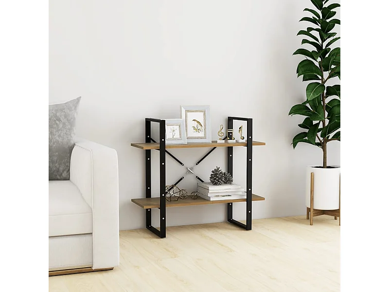 Libreria a 2 livelli 80x30x70 cm in legno massello di pino