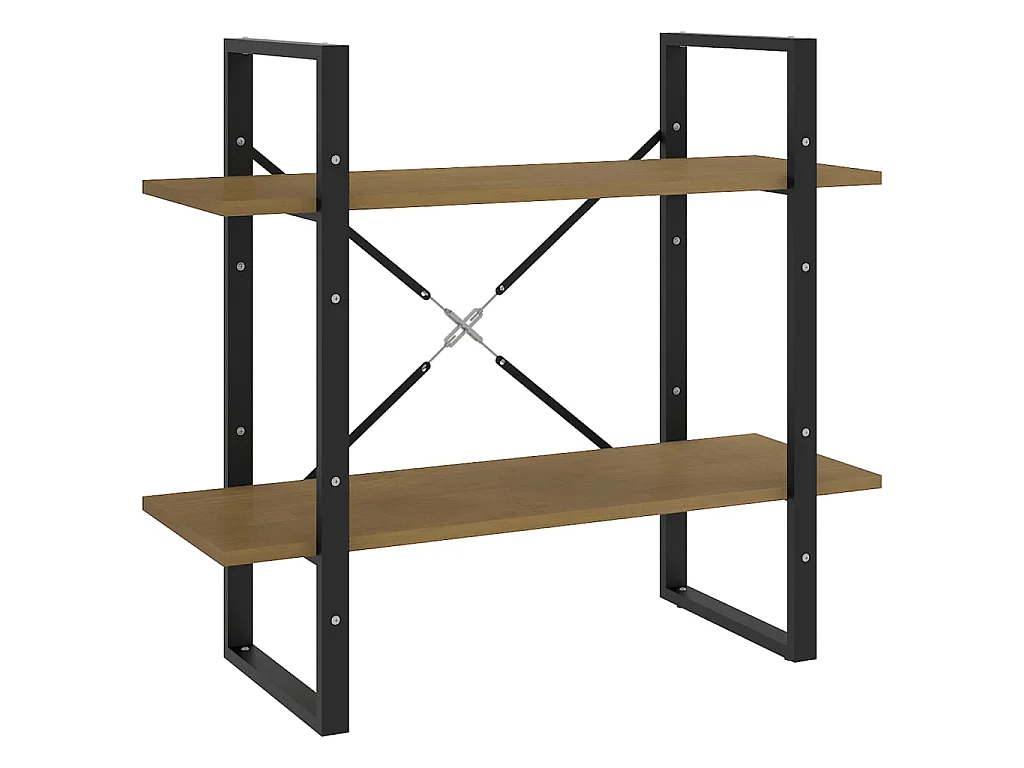 Libreria a 2 livelli 80x30x70 cm in legno massello di pino