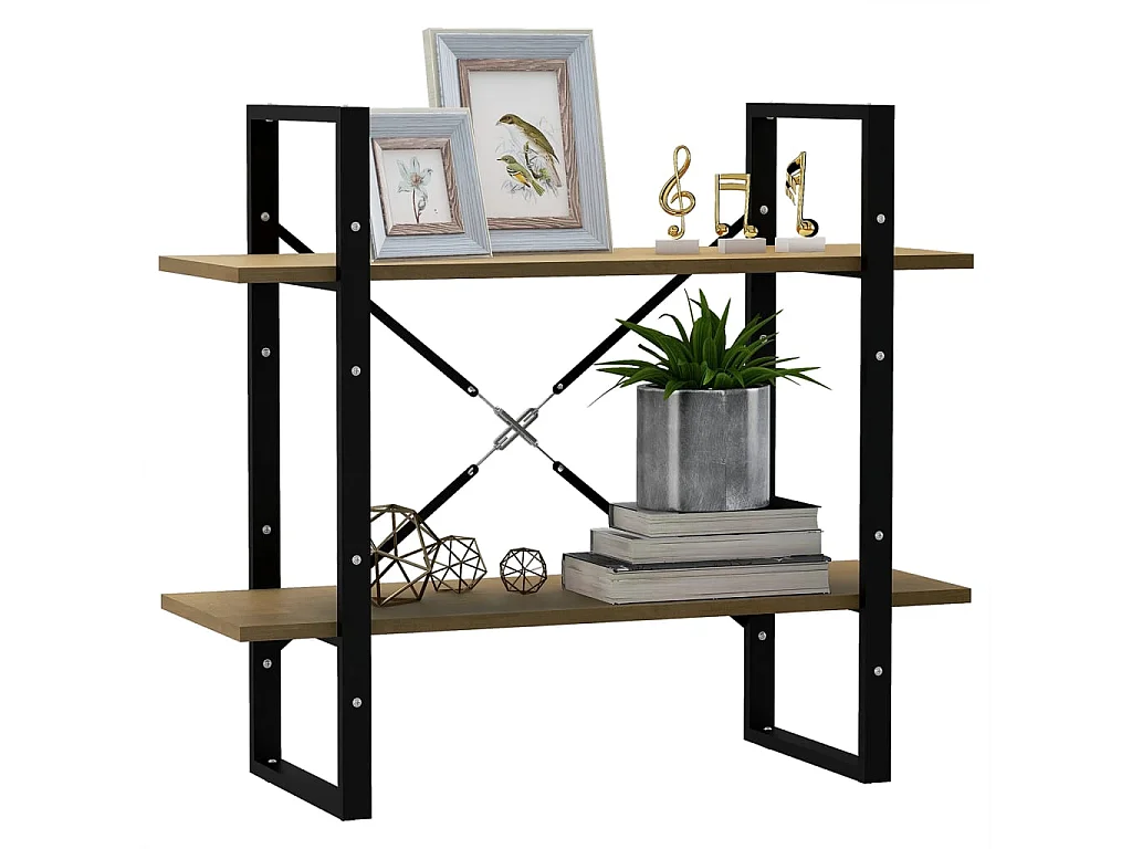 Libreria a 2 livelli 80x30x70 cm in legno massello di pino