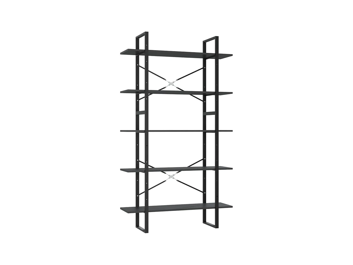 Bücherregal mit 5 Ebenen, Grau, 100 x 30 x 175 cm, Holzwerkstoff