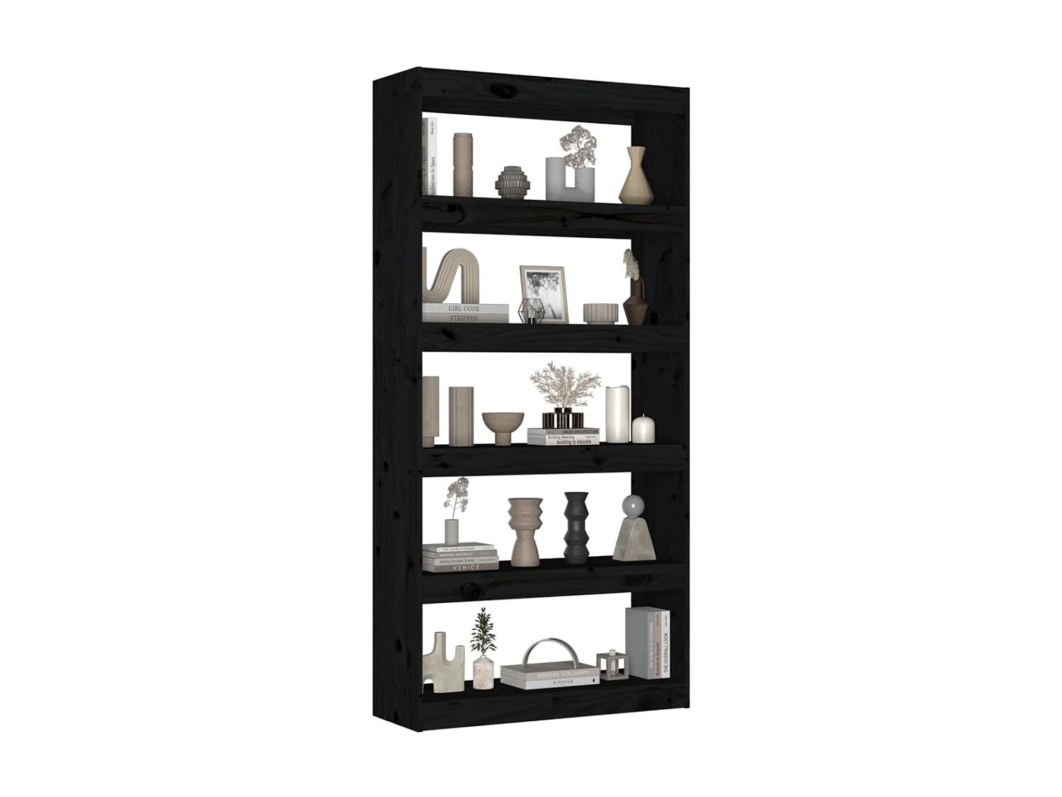 Bibliothèque/Séparateur de pièce Noir 80x30x167,4 cm Pin solide