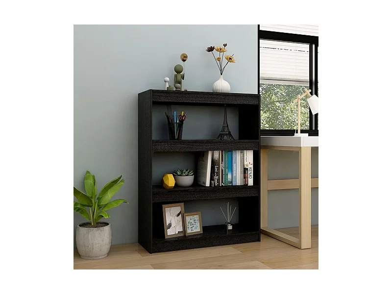 Estante/Divisória Preto 100x30x103 cm Pinho maciço