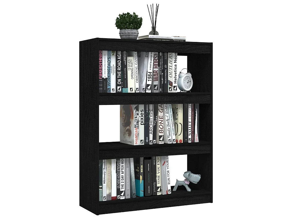 Bibliothèque/Séparateur de pièce Noir 100x30x103 cm Pin massif