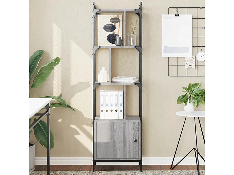Libreria con anta sonoma grigio 44,5x30x154,5 cm