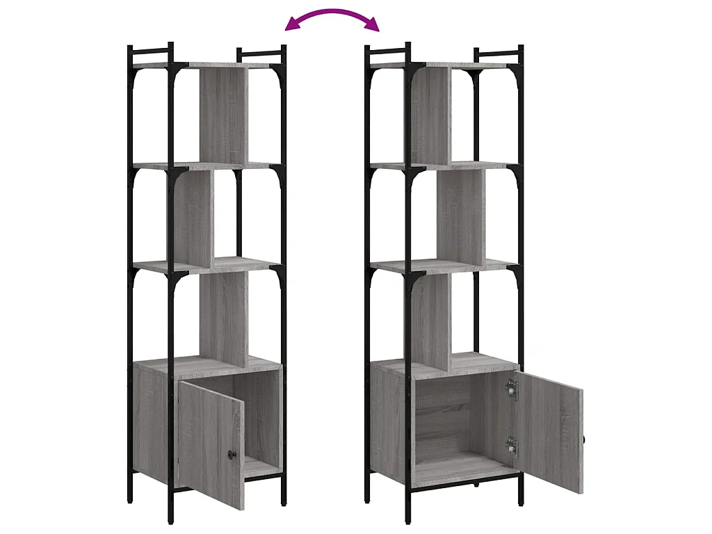 Libreria con anta sonoma grigio 44,5x30x154,5 cm