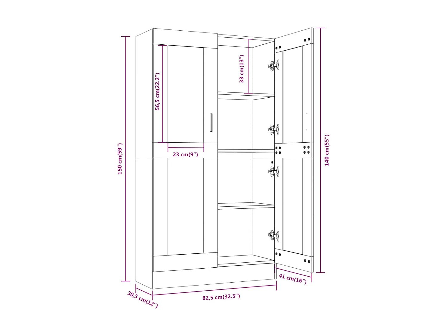 Armoire à vitrine Chêne fumé 82,5x30,5x150 cm Bois d'ingénierie