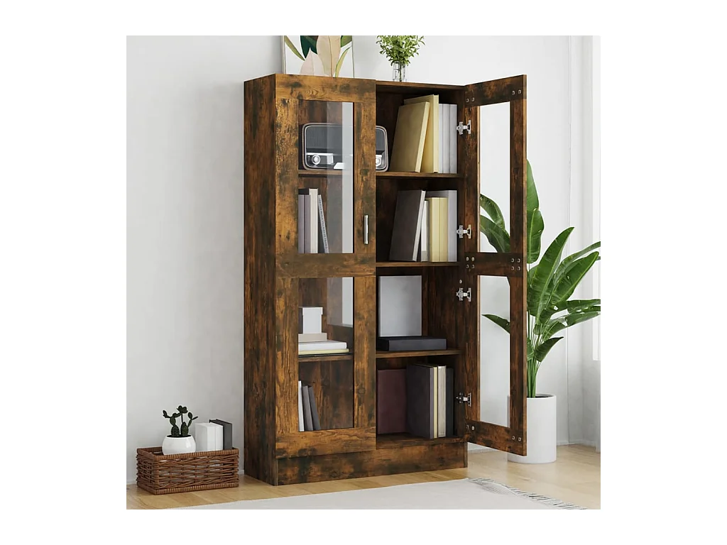 Armoire à vitrine Chêne fumé 82,5x30,5x150 cm Bois d'ingénierie