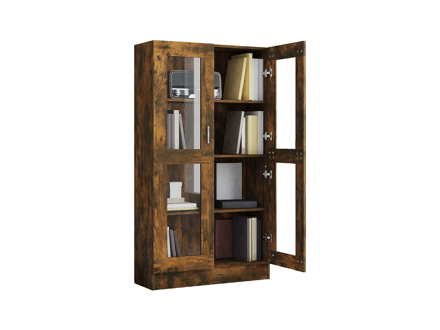 Armoire à vitrine Chêne fumé 82,5x30,5x150 cm Bois d'ingénierie